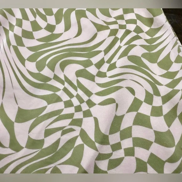 For Love & Lemons Aiko Green Pink Disoriented Checkered Mini Skirt Sz Medium - Picture 15 of 16